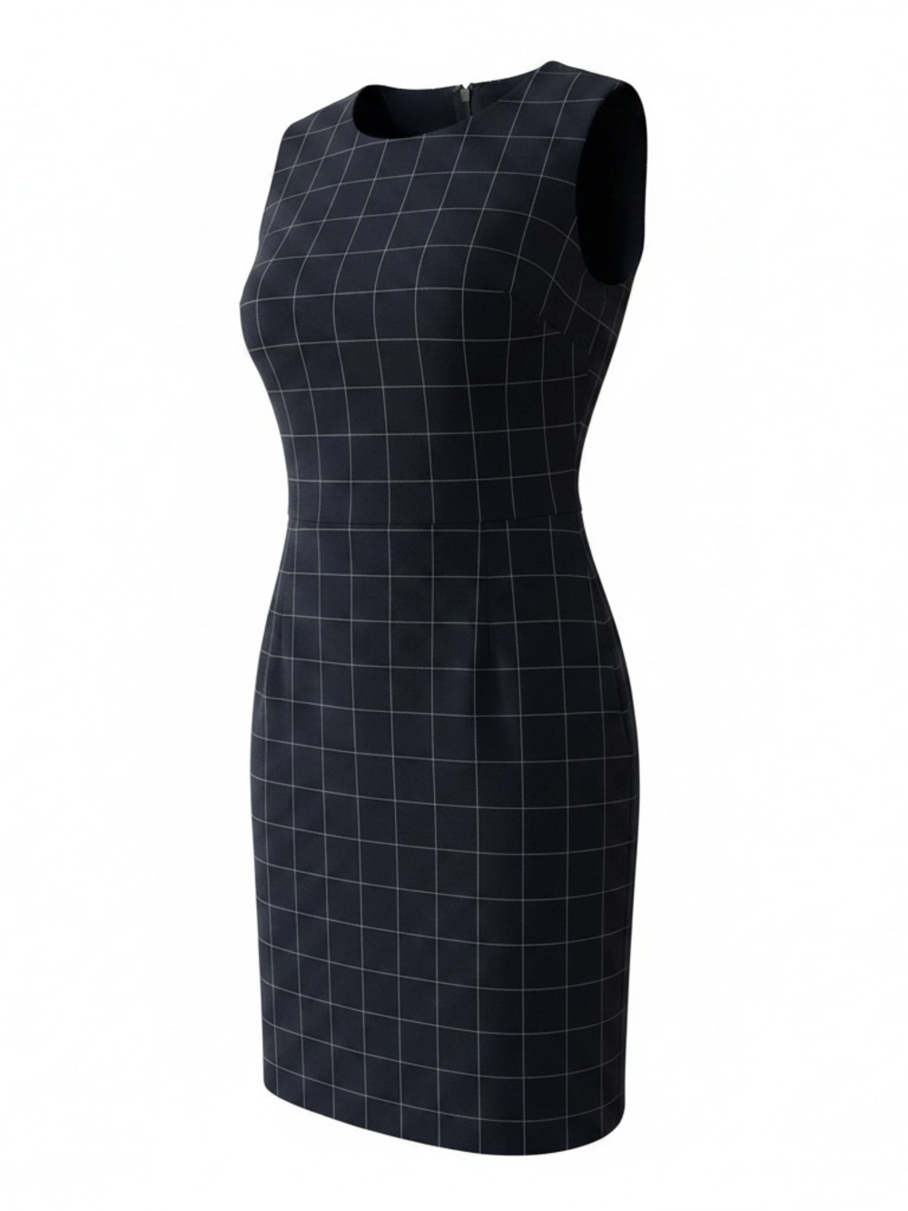 Ann Taylor Navy Blue Windowpane Sheath Dress